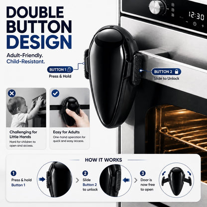 Oven Lock Child Safety - Baby Proofing Oven Door Locks - Oven Front Lock, Easy to Install & Heat Resistent Material - Durable and No Drill Needed Oven Child Safety Lock