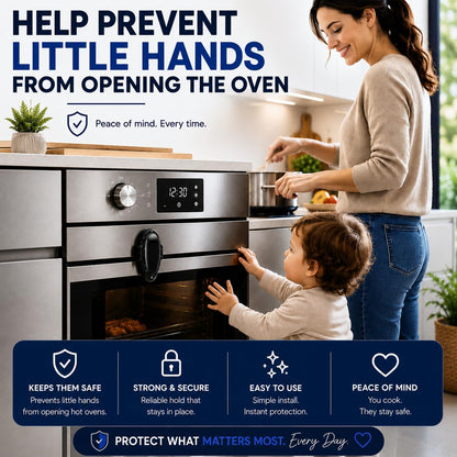 Oven Lock Child Safety - Baby Proofing Oven Door Locks - Oven Front Lock, Easy to Install & Heat Resistent Material - Durable and No Drill Needed Oven Child Safety Lock