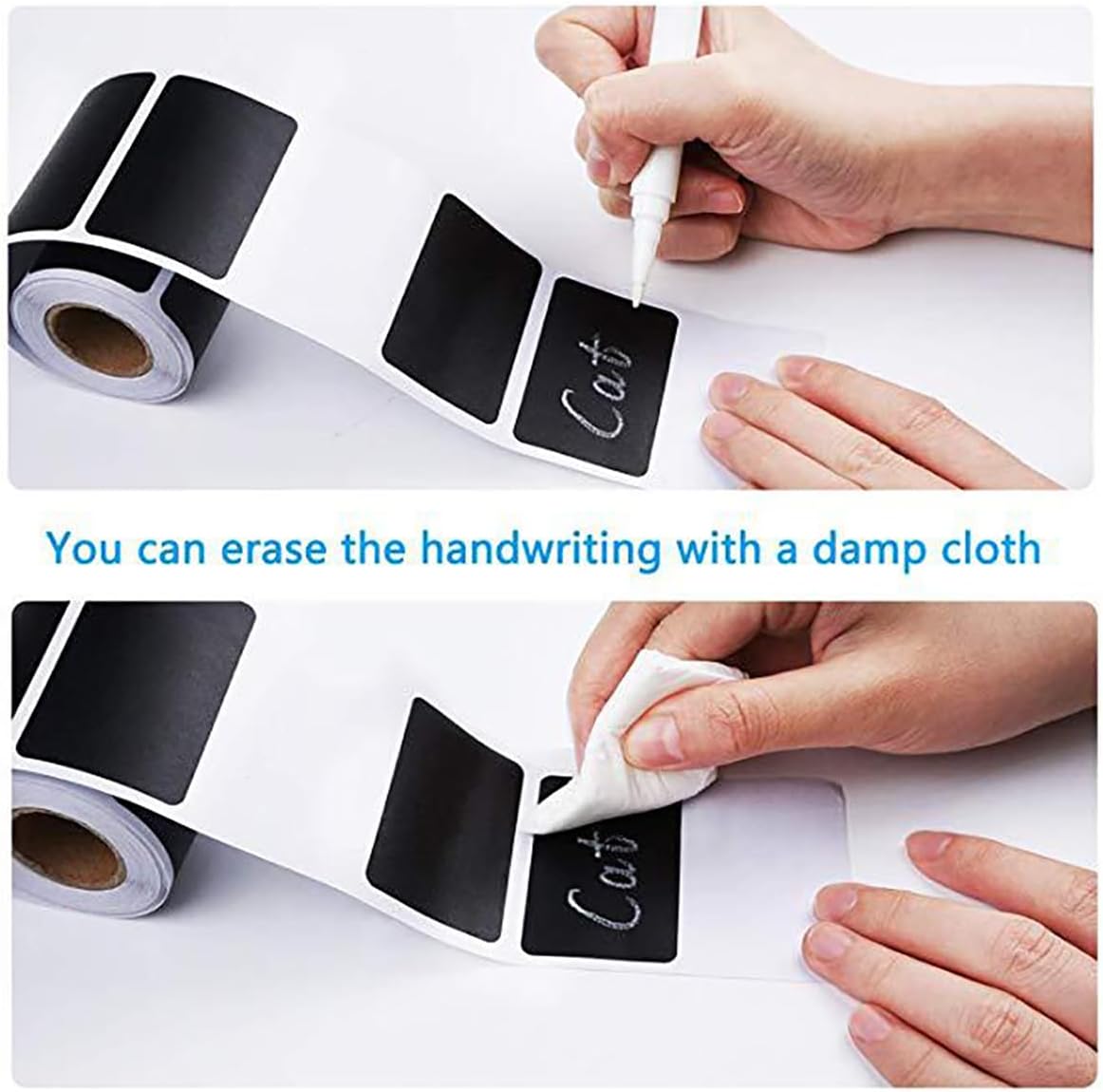 Chalkboard Labels Waterproof Reusable Label for Food Containers Chalk Sticker Labels with 2 Liquid Chalk Markers for Mason Jars, Parties Decoration, Craft Rooms, Storage, Home, Kitchen