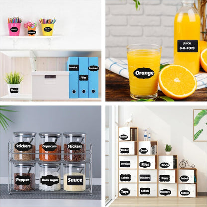Chalkboard Labels Waterproof Reusable Label for Food Containers Chalk Sticker Labels with 2 Liquid Chalk Markers for Mason Jars, Parties Decoration, Craft Rooms, Storage, Home, Kitchen