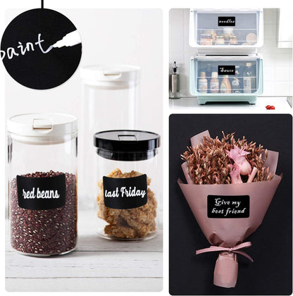 Chalkboard Labels Waterproof Reusable Label for Food Containers Chalk Sticker Labels with 2 Liquid Chalk Markers for Mason Jars, Parties Decoration, Craft Rooms, Storage, Home, Kitchen