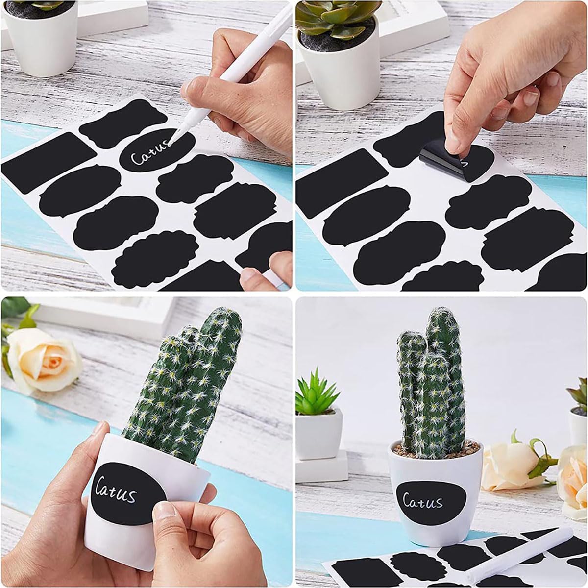 Chalkboard Labels Waterproof Reusable Label for Food Containers Chalk Sticker Labels with 2 Liquid Chalk Markers for Mason Jars, Parties Decoration, Craft Rooms, Storage, Home, Kitchen
