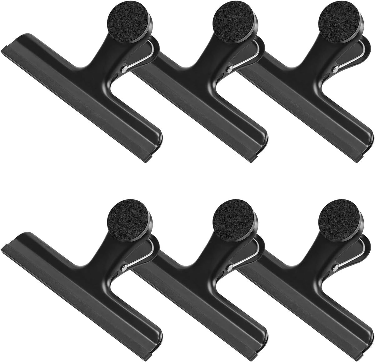 4 Pack Stainless Steel Magnetic Chip Bag Clips Covered with Silicone - NO More Sharp Edges - Color Coded for Food Bags - Hang Postcards Heavy Duty for Kitchen and Office, 3 Inches Wide