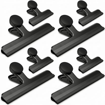 4 Pack Stainless Steel Magnetic Chip Bag Clips Covered with Silicone - NO More Sharp Edges - Color Coded for Food Bags - Hang Postcards Heavy Duty for Kitchen and Office, 3 Inches Wide