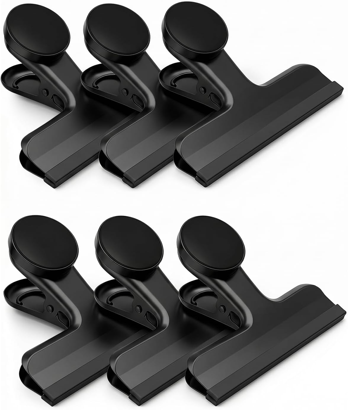 4 Pack Stainless Steel Magnetic Chip Bag Clips Covered with Silicone - NO More Sharp Edges - Color Coded for Food Bags - Hang Postcards Heavy Duty for Kitchen and Office, 3 Inches Wide