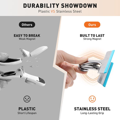 4 Pack Stainless Steel Magnetic Chip Bag Clips Covered with Silicone - NO More Sharp Edges - Color Coded for Food Bags - Hang Postcards Heavy Duty for Kitchen and Office, 3 Inches Wide