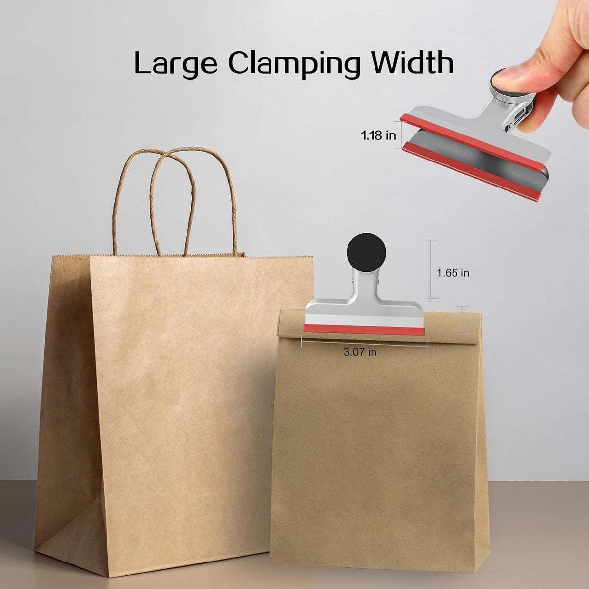 4 Pack Stainless Steel Magnetic Chip Bag Clips Covered with Silicone - NO More Sharp Edges - Color Coded for Food Bags - Hang Postcards Heavy Duty for Kitchen and Office, 3 Inches Wide