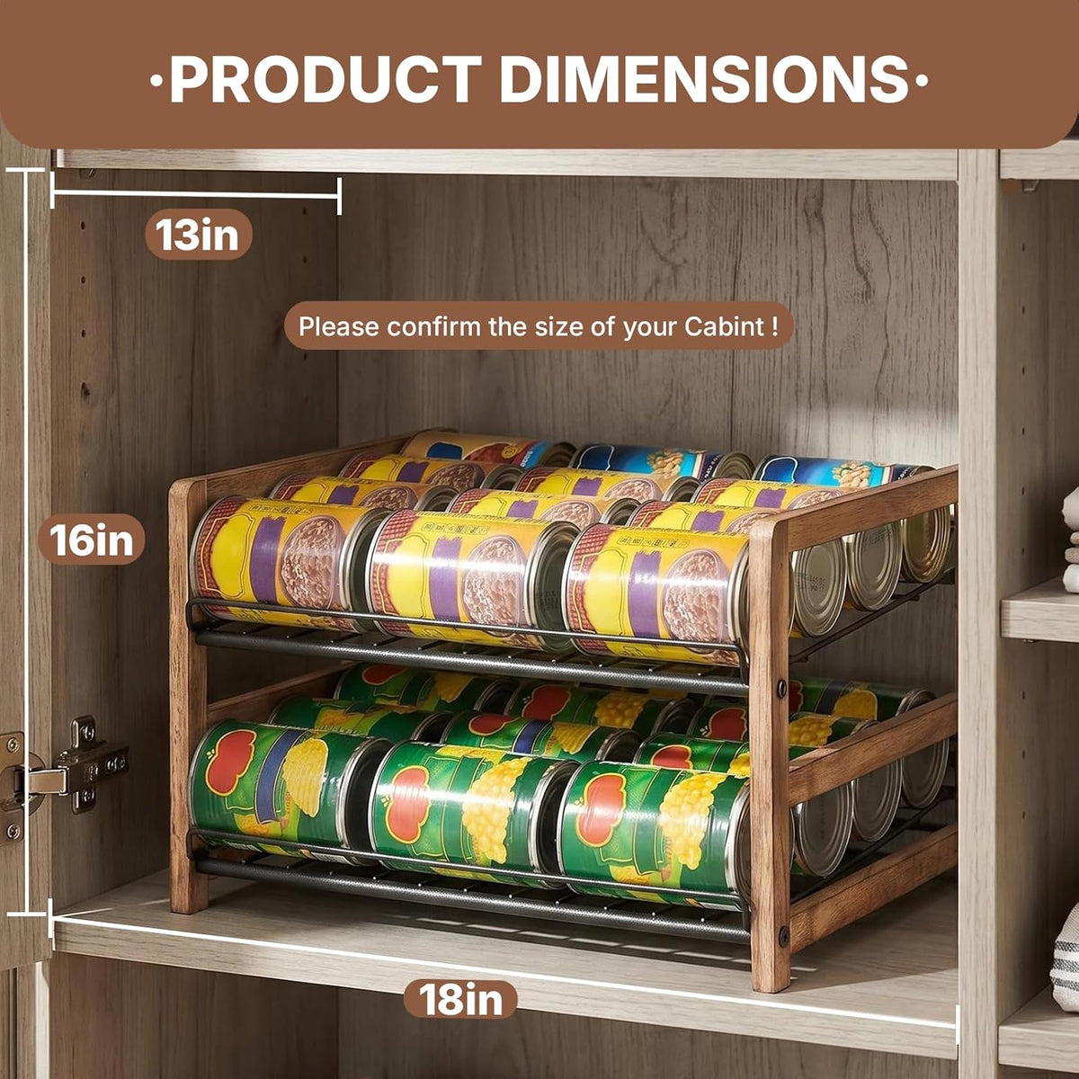 Can Organizer for Pantry 3-Tier, Can Storage Organizer Pantry, Soda Can Organizer, Holds up to 36 Cans Holders for Pantry, Cabinet, Countertop, Carbonized Brown