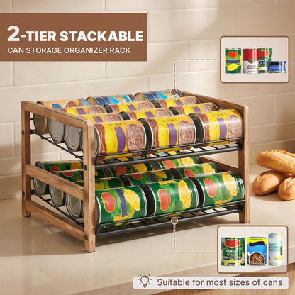Can Organizer for Pantry 3-Tier, Can Storage Organizer Pantry, Soda Can Organizer, Holds up to 36 Cans Holders for Pantry, Cabinet, Countertop, Carbonized Brown