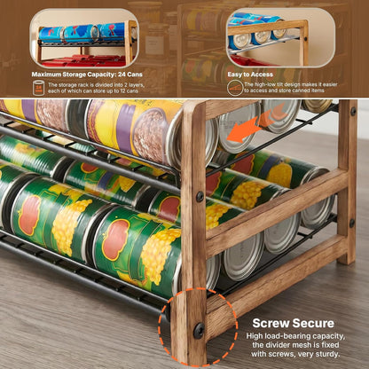 Can Organizer for Pantry 3-Tier, Can Storage Organizer Pantry, Soda Can Organizer, Holds up to 36 Cans Holders for Pantry, Cabinet, Countertop, Carbonized Brown
