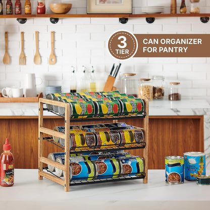 Can Organizer for Pantry 3-Tier, Can Storage Organizer Pantry, Soda Can Organizer, Holds up to 36 Cans Holders for Pantry, Cabinet, Countertop, Carbonized Brown