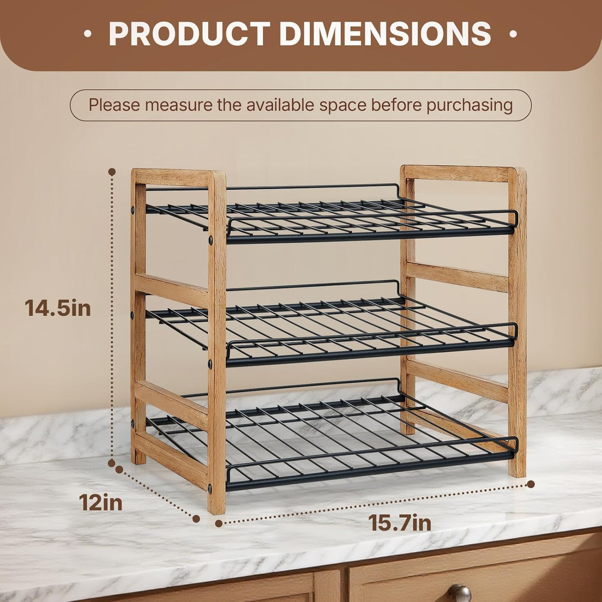 Can Organizer for Pantry 3-Tier, Can Storage Organizer Pantry, Soda Can Organizer, Holds up to 36 Cans Holders for Pantry, Cabinet, Countertop, Carbonized Brown