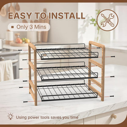 Can Organizer for Pantry 3-Tier, Can Storage Organizer Pantry, Soda Can Organizer, Holds up to 36 Cans Holders for Pantry, Cabinet, Countertop, Carbonized Brown