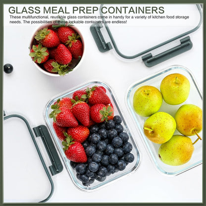 KOMUEE 10 Packs 30 oz Glass Meal Prep Containers with Lids