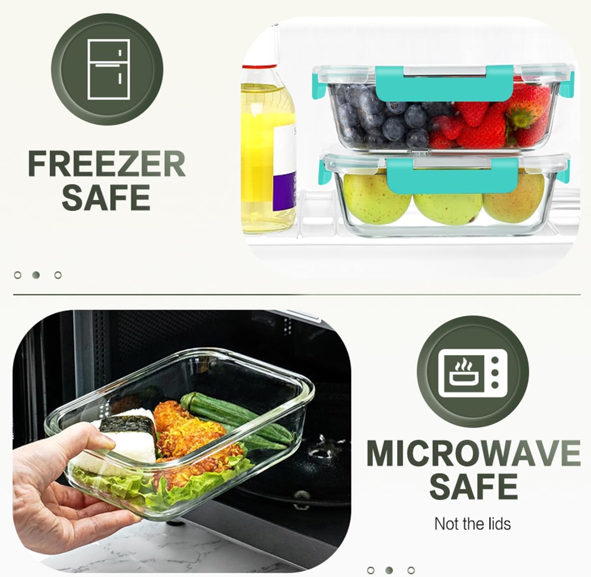 KOMUEE 10 Packs 30 oz Glass Meal Prep Containers with Lids