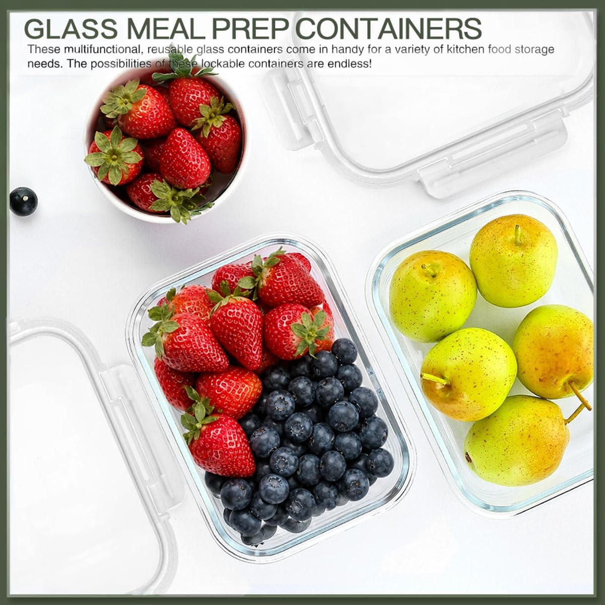 KOMUEE 10 Packs 30 oz Glass Meal Prep Containers with Lids