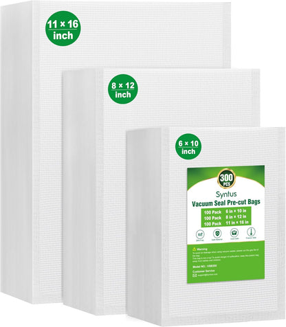150 Pcs Vacuum Sealer Bags for Food, 8x12+11x16+6x10, BPA Free