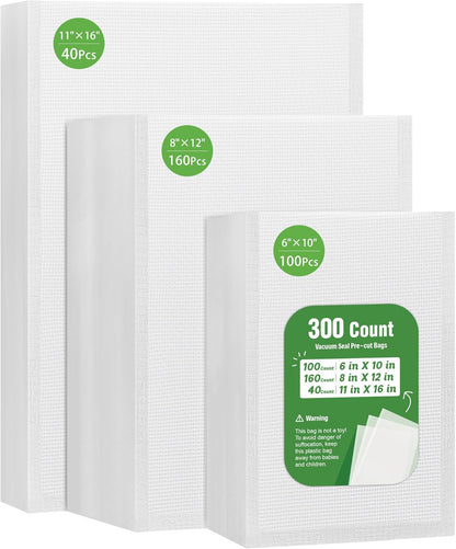 150 Pcs Vacuum Sealer Bags for Food, 8x12+11x16+6x10, BPA Free