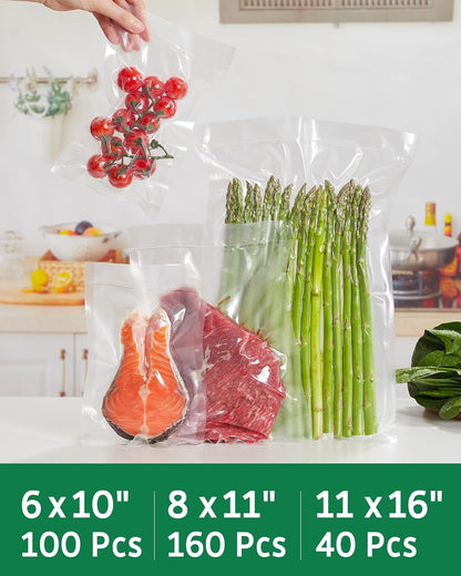 150 Pcs Vacuum Sealer Bags for Food, 8x12+11x16+6x10, BPA Free