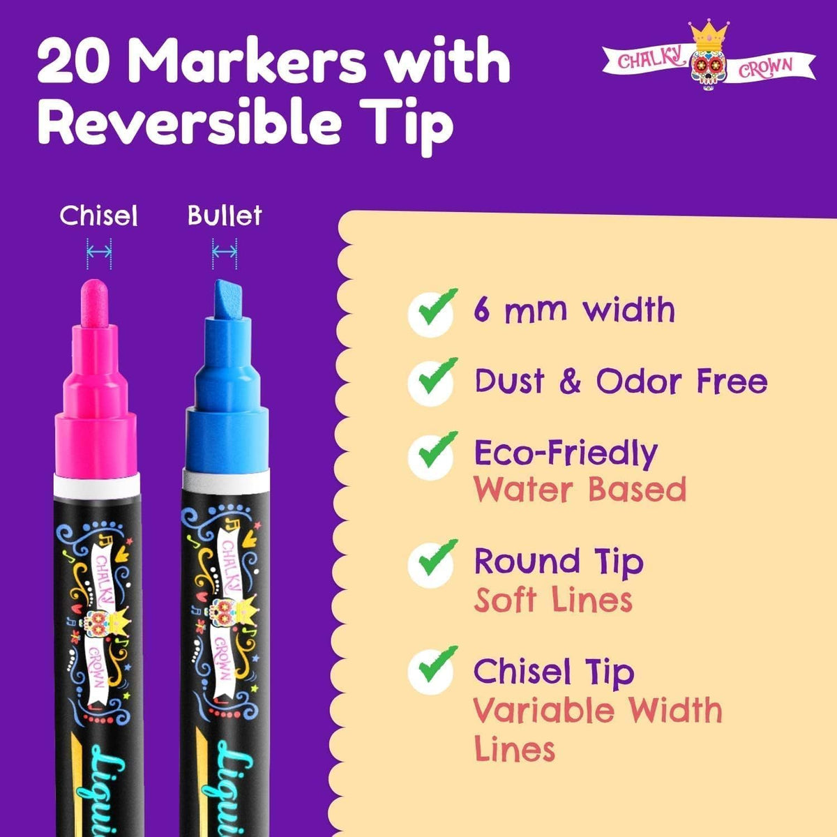 Liquid Chalk Markers - Bold Chalkboard Markers -, 6mm