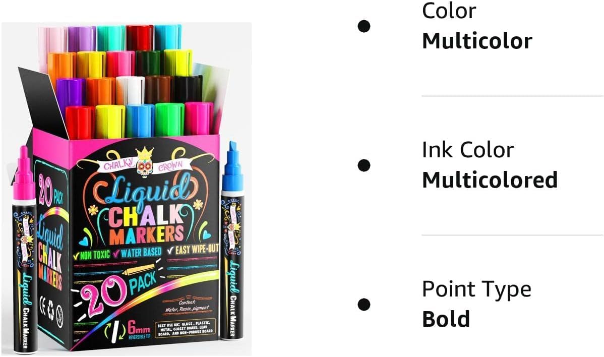 Liquid Chalk Markers - Bold Chalkboard Markers -, 6mm
