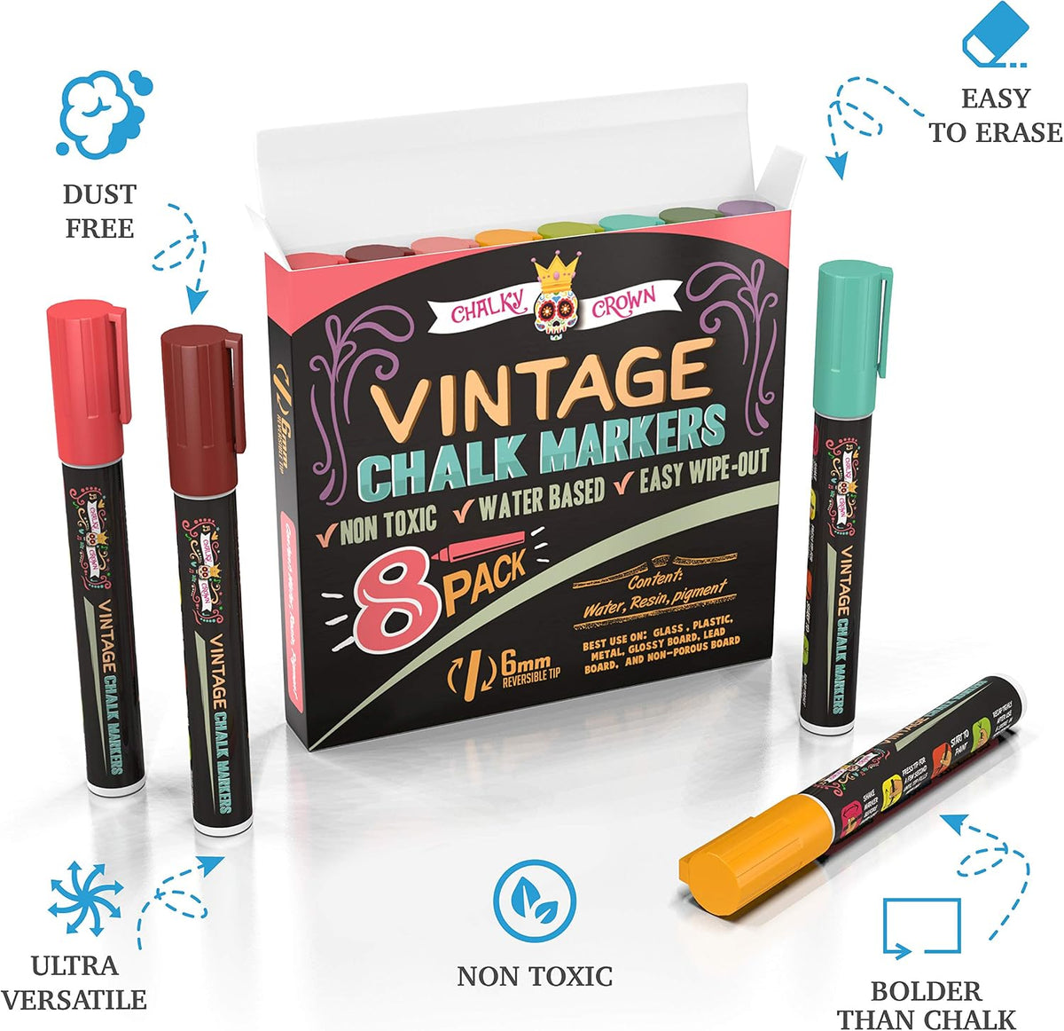 Liquid Chalk Markers - Bold Chalkboard Markers -, 6mm