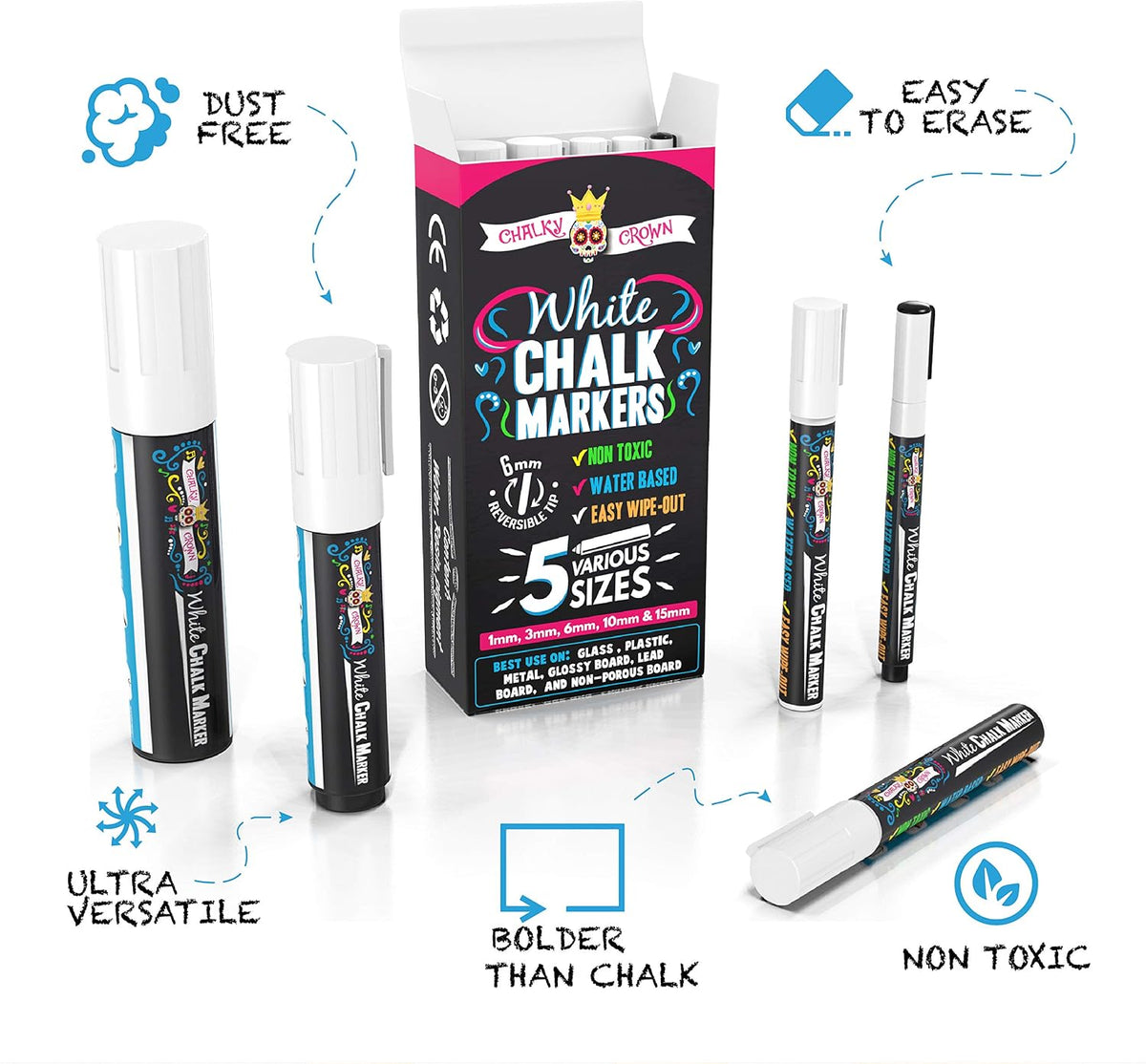 Liquid Chalk Markers - Bold Chalkboard Markers -, 6mm