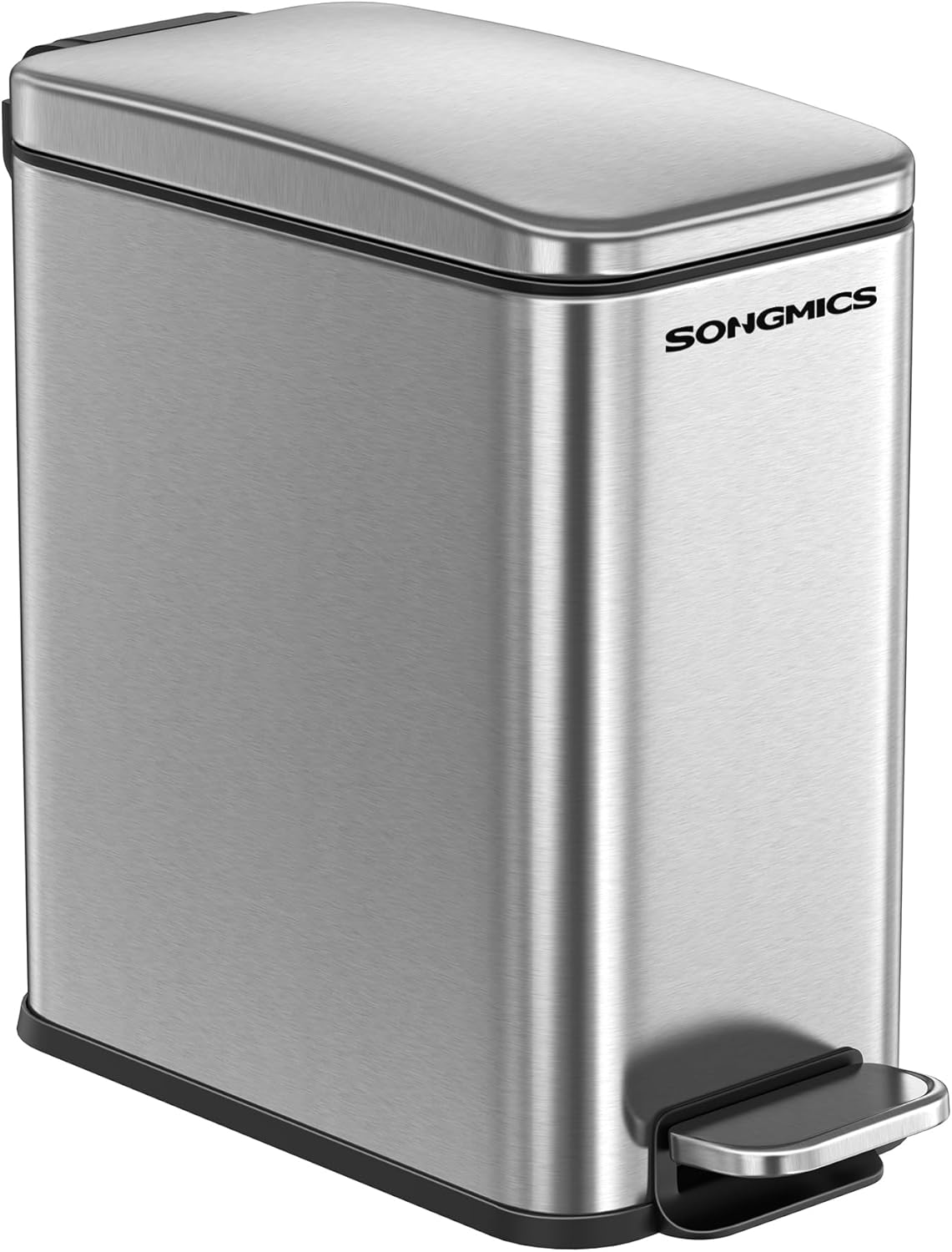 SONGMICS Kitchen Trash Can with Lid, 13-Gallon (50 L) Slim, Stainless Steel