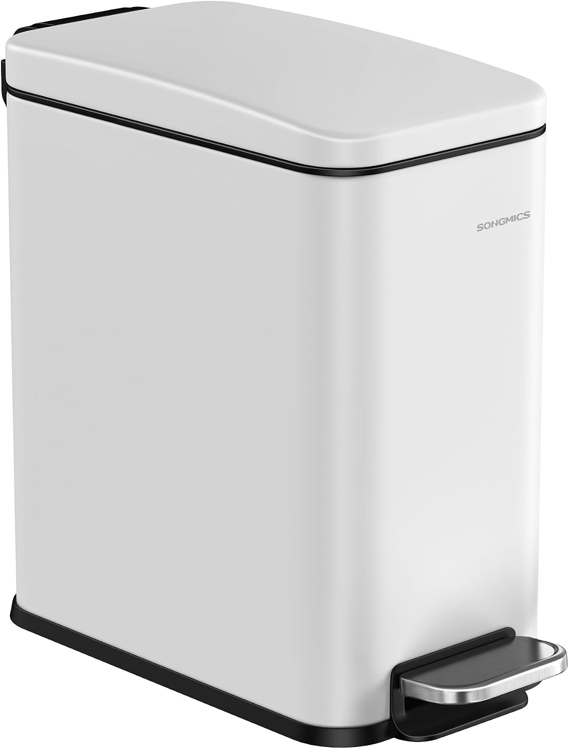 SONGMICS Kitchen Trash Can with Lid, 13-Gallon (50 L) Slim, Stainless Steel
