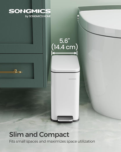 SONGMICS Kitchen Trash Can with Lid, 13-Gallon (50 L) Slim, Stainless Steel