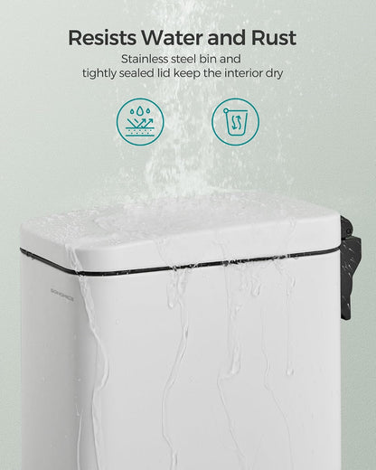 SONGMICS Kitchen Trash Can with Lid, 13-Gallon (50 L) Slim, Stainless Steel