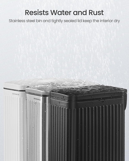 SONGMICS Kitchen Trash Can with Lid, 13-Gallon (50 L) Slim, Stainless Steel