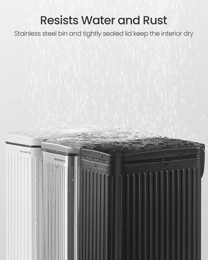 SONGMICS Kitchen Trash Can with Lid, 13-Gallon (50 L) Slim, Stainless Steel