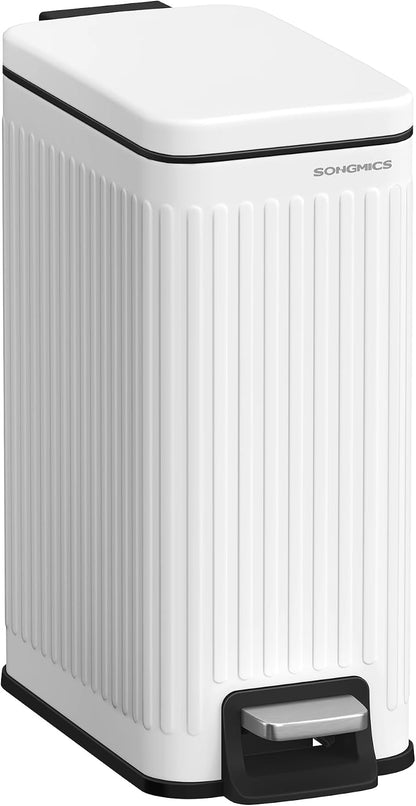 SONGMICS Kitchen Trash Can with Lid, 13-Gallon (50 L) Slim, Stainless Steel