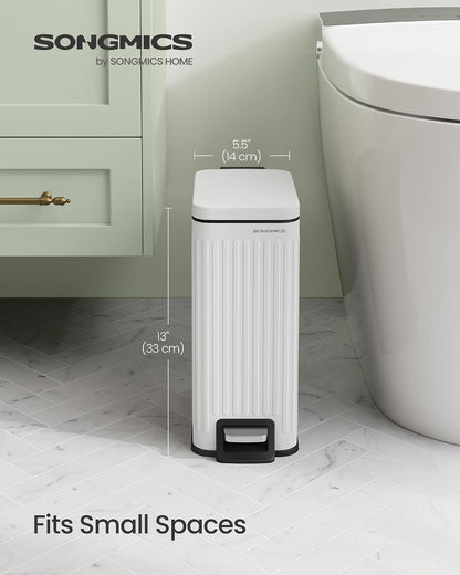 SONGMICS Kitchen Trash Can with Lid, 13-Gallon (50 L) Slim, Stainless Steel