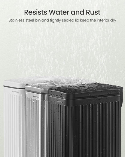SONGMICS Kitchen Trash Can with Lid, 13-Gallon (50 L) Slim, Stainless Steel