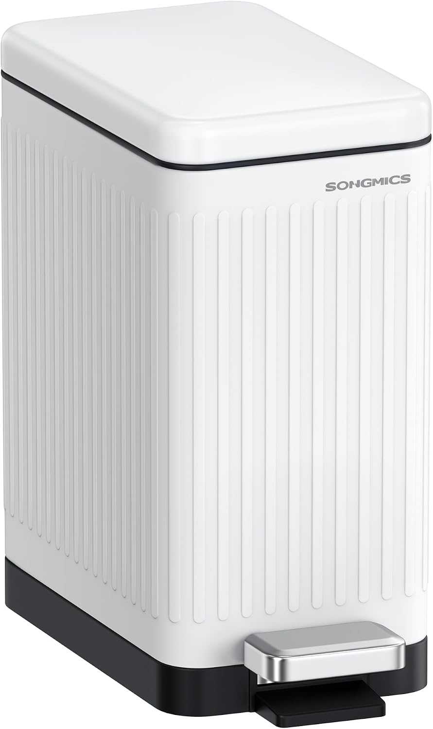 SONGMICS Kitchen Trash Can with Lid, 13-Gallon (50 L) Slim, Stainless Steel