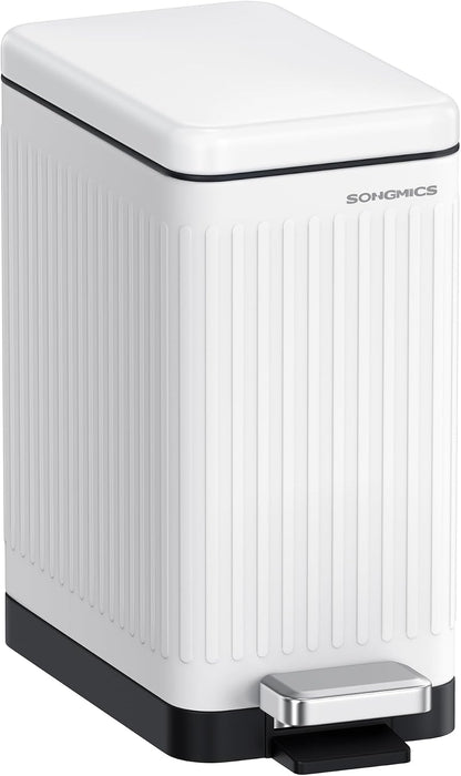 SONGMICS Kitchen Trash Can with Lid, 13-Gallon (50 L) Slim, Stainless Steel