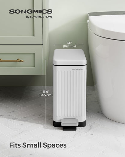 SONGMICS Kitchen Trash Can with Lid, 13-Gallon (50 L) Slim, Stainless Steel