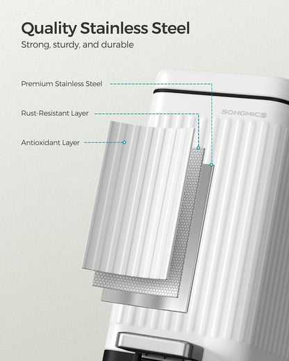 SONGMICS Kitchen Trash Can with Lid, 13-Gallon (50 L) Slim, Stainless Steel