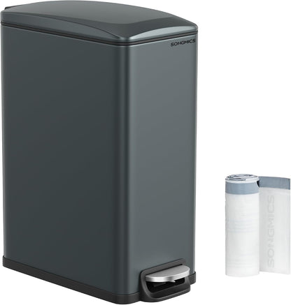 SONGMICS Kitchen Trash Can with Lid, 13-Gallon (50 L) Slim, Stainless Steel
