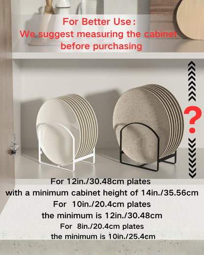 4 Pack Kitchen Plate Holder Organizer for Cabinet Space Saver Dinner Dish Plate Storage Rack Upright Dish Drying Racks Metal Dish Racks Stand for Cupboard and Countertop 2 Large 2 Small Black