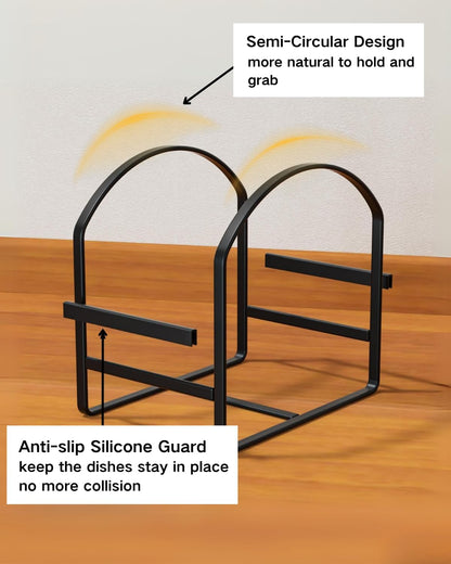 4 Pack Kitchen Plate Holder Organizer for Cabinet Space Saver Dinner Dish Plate Storage Rack Upright Dish Drying Racks Metal Dish Racks Stand for Cupboard and Countertop 2 Large 2 Small Black