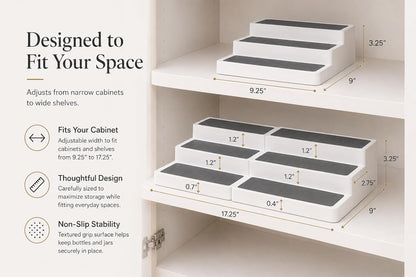 Pack of 2, Expandable 3 Tiered Spice Rack Organizer for Cabinet and Kitchen Pantry Shelf - Non-Slip Shelves for Spices, Seasoning, Canned Food, Medicine Cabinet Organizer - Includes Silicone Funnels