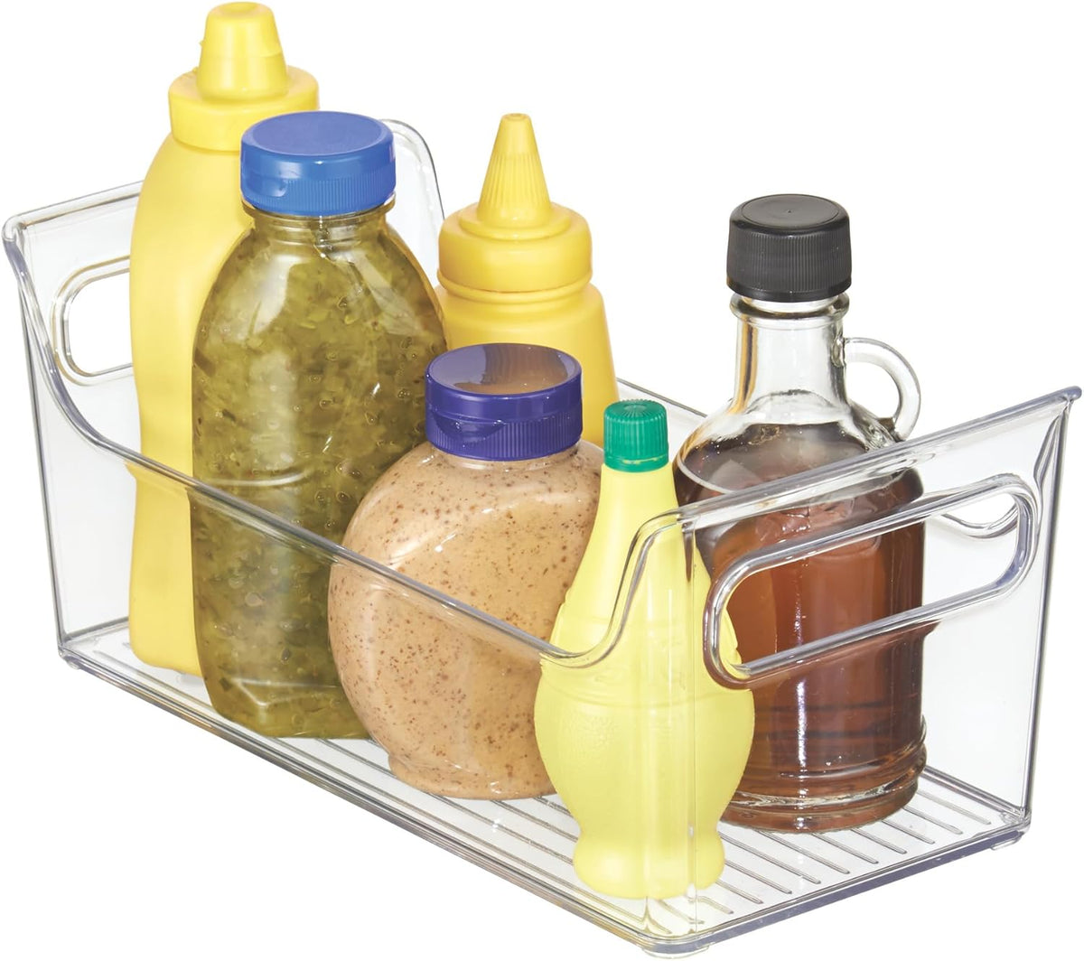 Plastic Condiment Organizer with Handles, Set of 4, Clear | For Fridge, Made in USA