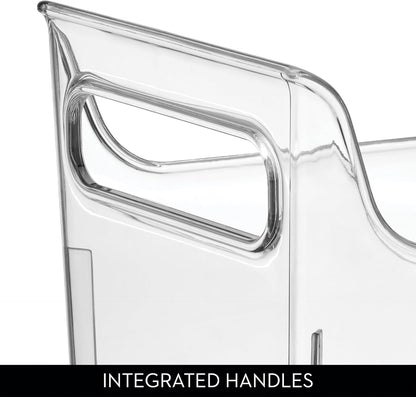 Plastic Condiment Organizer with Handles, Set of 4, Clear | For Fridge, Made in USA