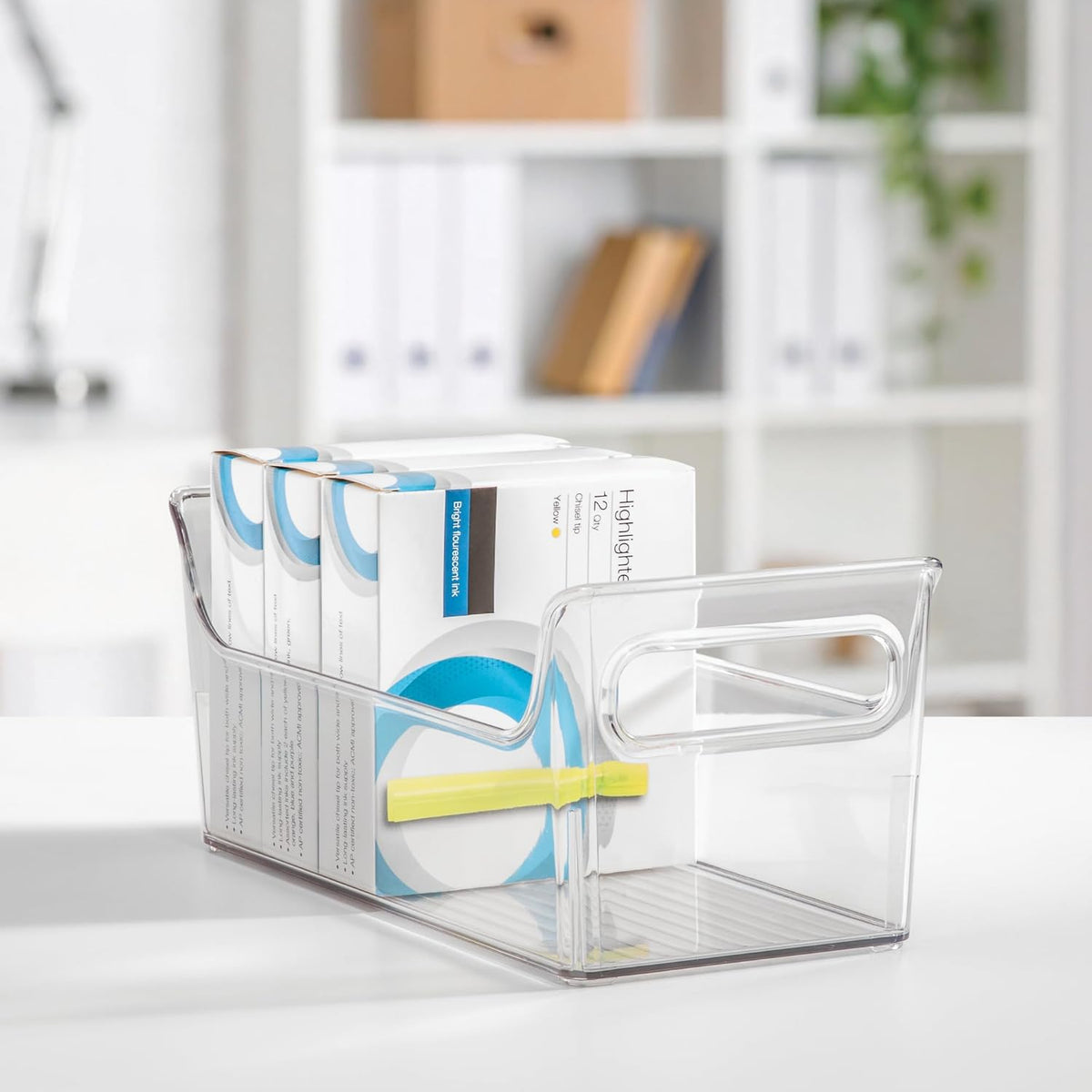 Plastic Condiment Organizer with Handles, Set of 4, Clear | For Fridge, Made in USA