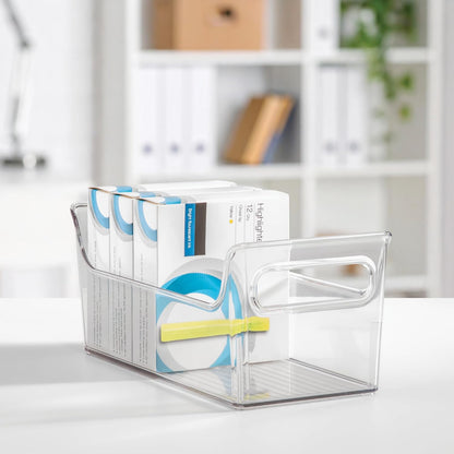 Plastic Condiment Organizer with Handles, Set of 4, Clear | For Fridge, Made in USA