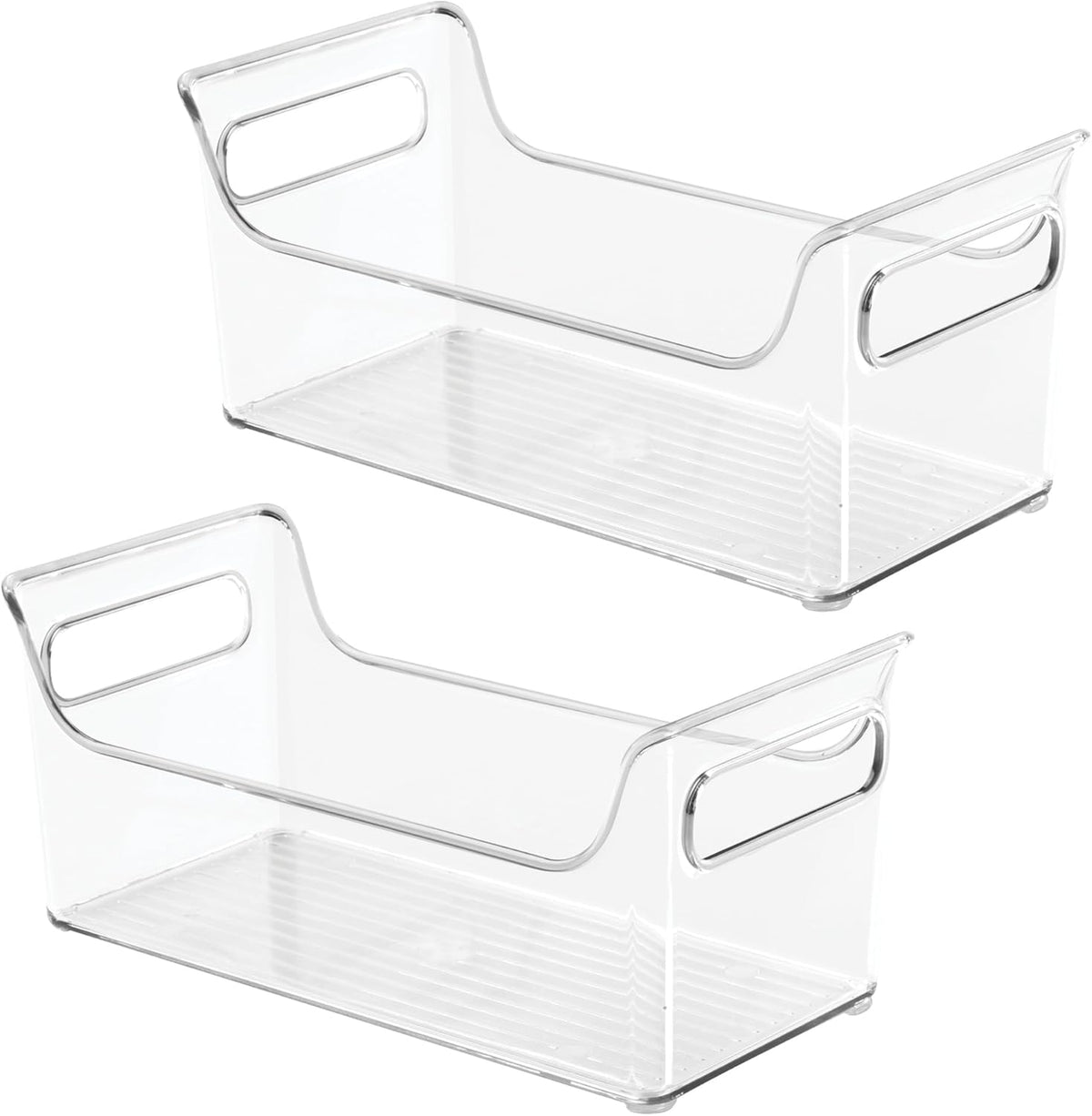 Plastic Condiment Organizer with Handles, Set of 4, Clear | For Fridge, Made in USA