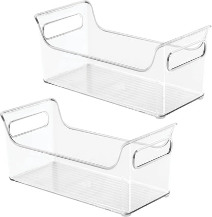 Plastic Condiment Organizer with Handles, Set of 4, Clear | For Fridge, Made in USA